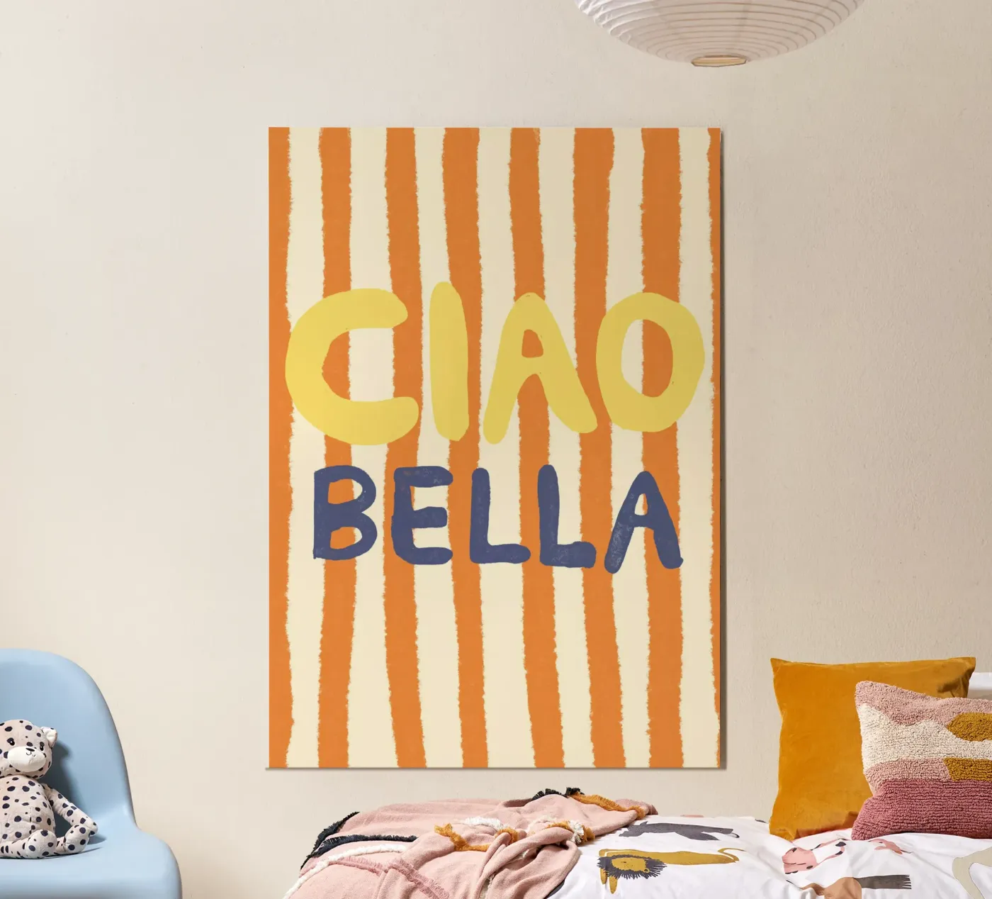 Ciao Bella Orange Poster mit Holzrahmen von Studio Dolci