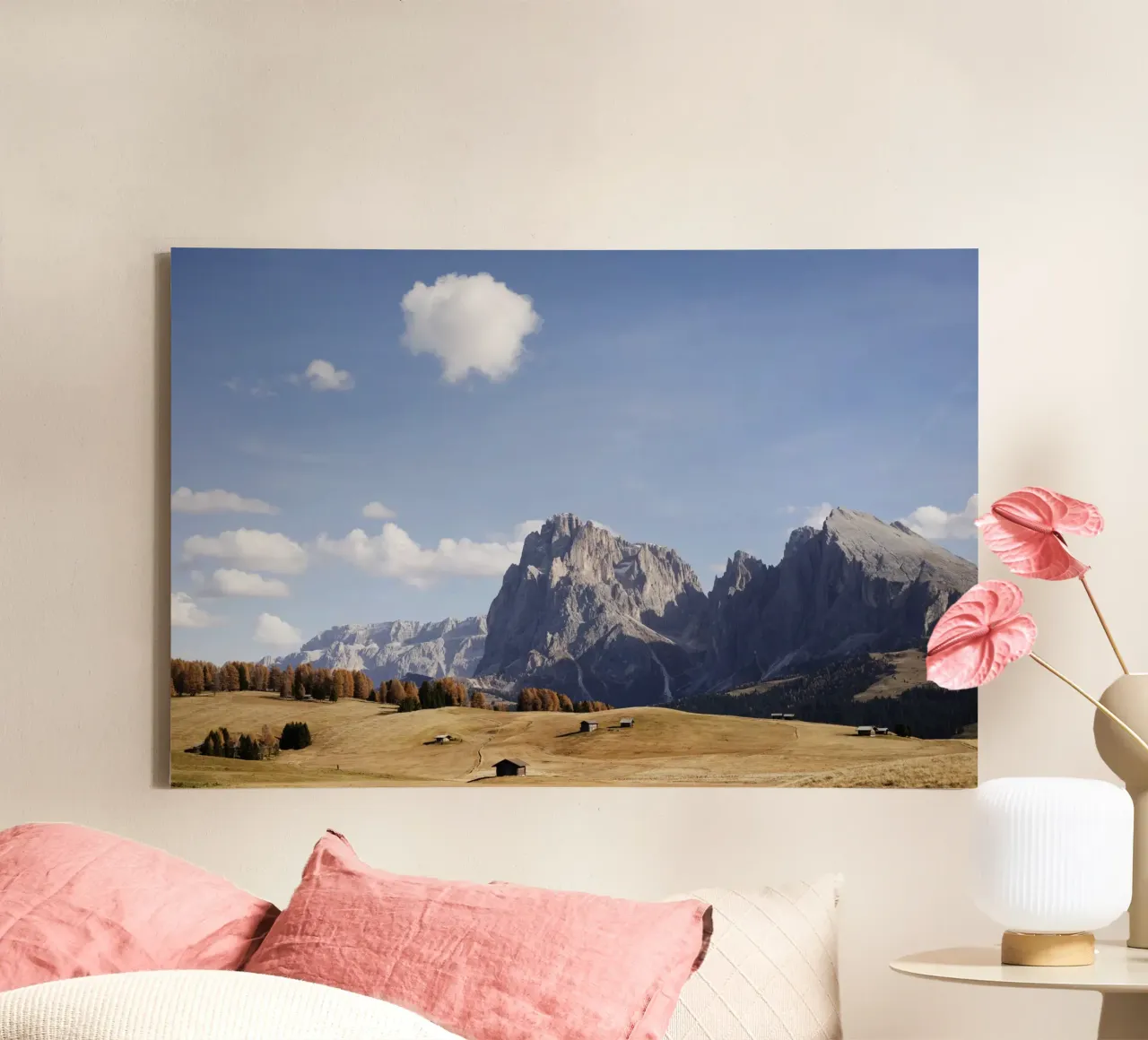 Alpe di Siusi in de late herfst in Zuid-Tirol canvas van Simon Koy