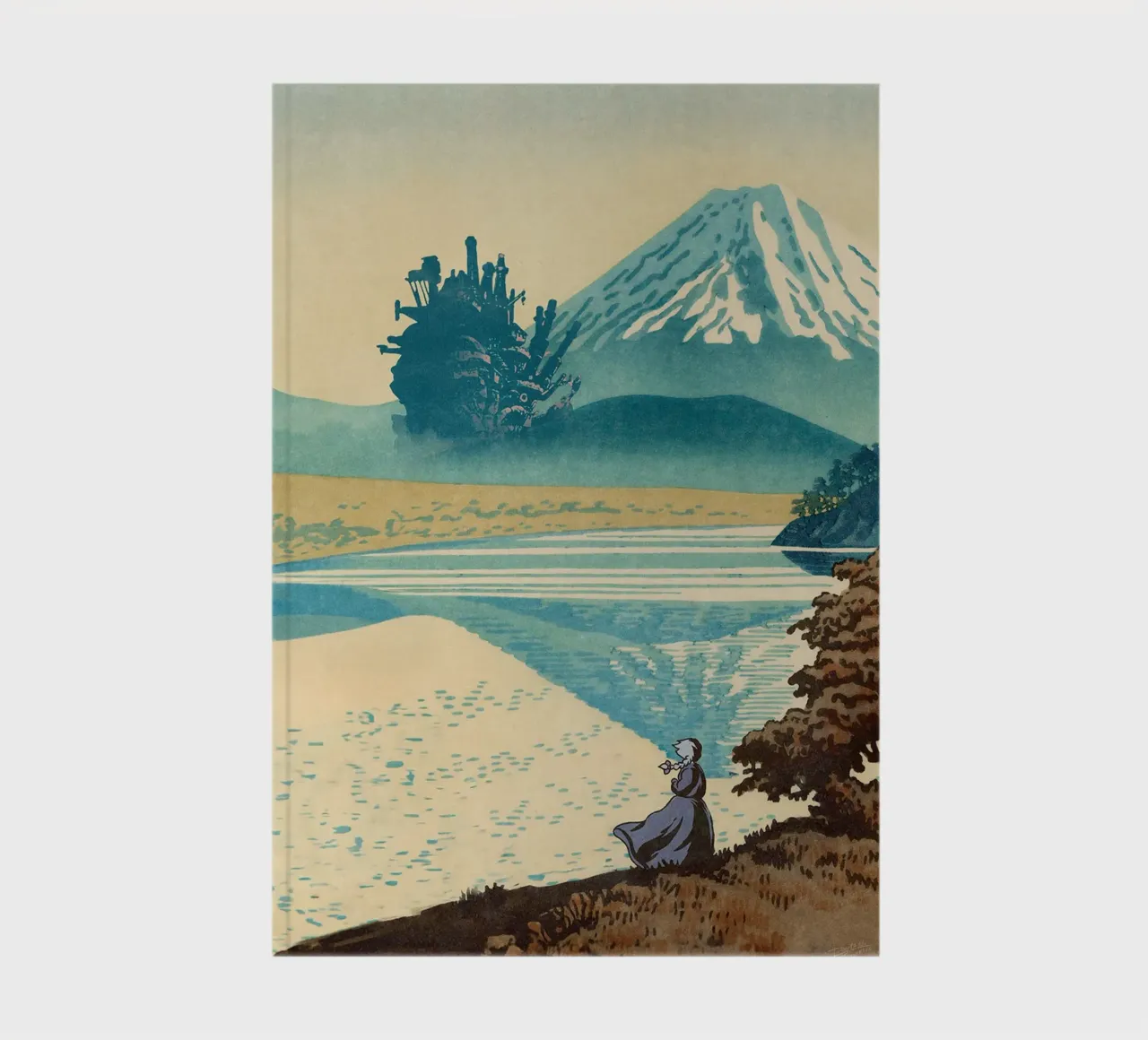 Blue fuji Over the Clouds and Moving Castle notebook by Junior Harrington