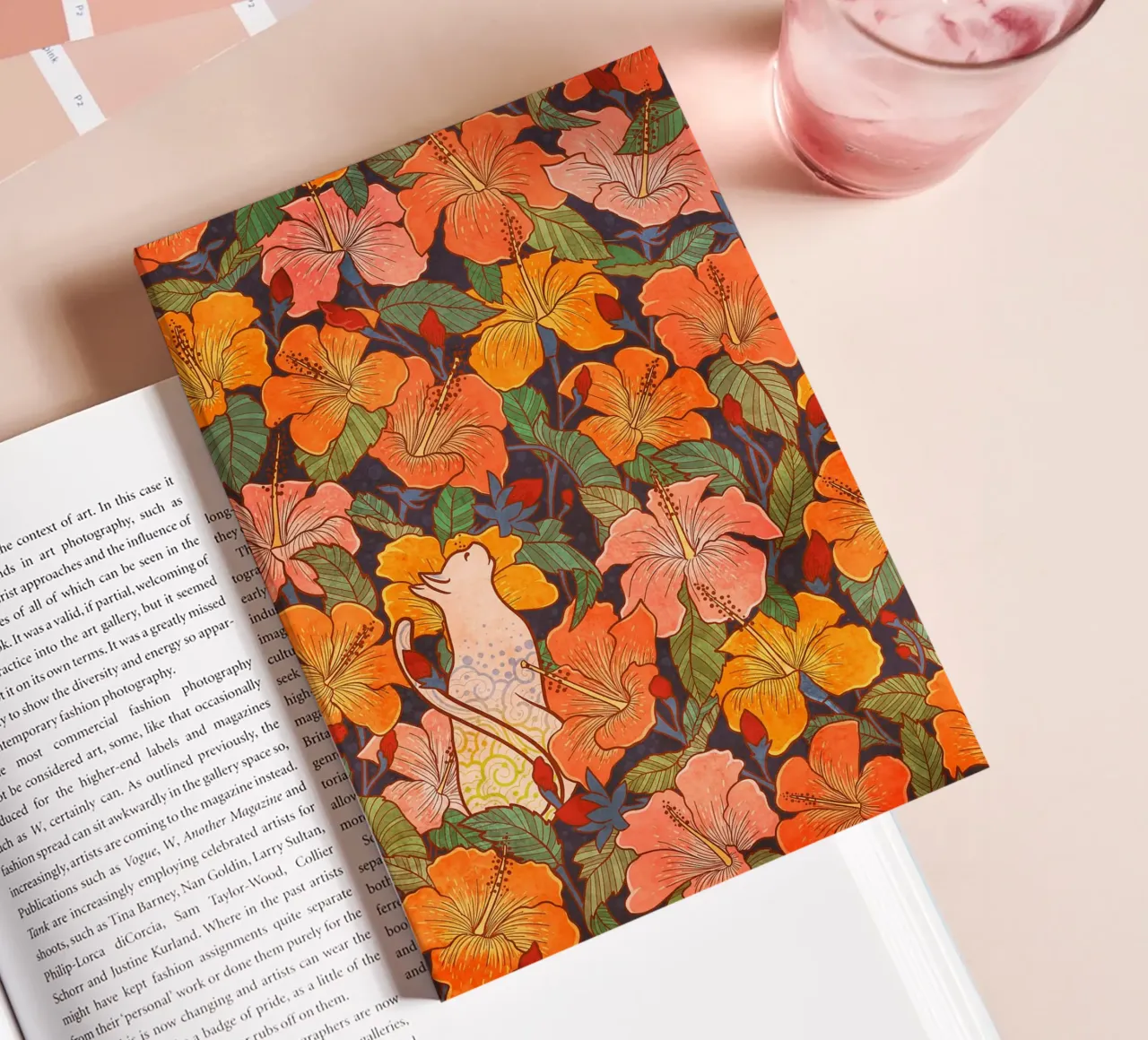 Cat in a Hibiscus Field notebook by Junior Harrington
