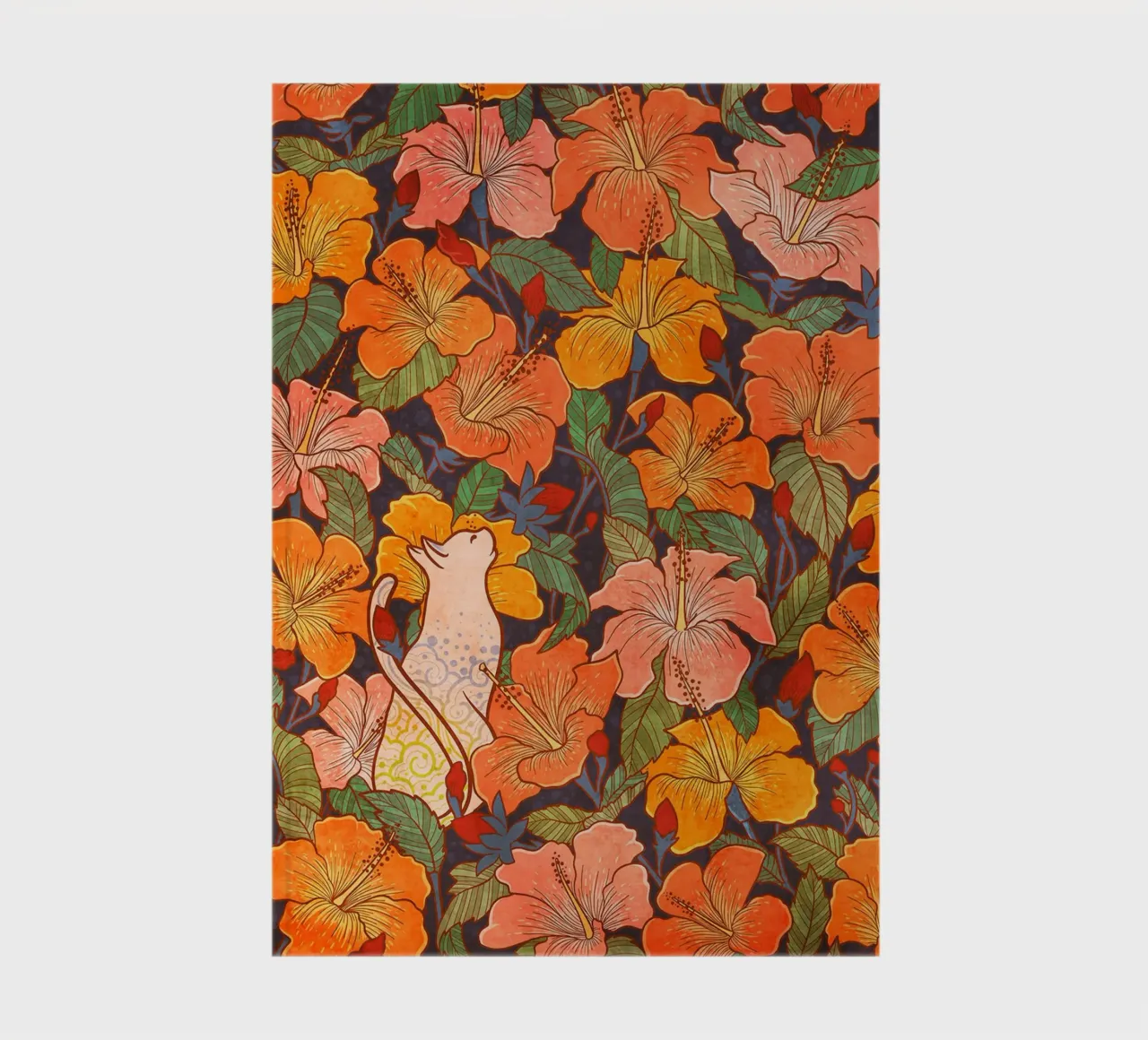 Cat in a Hibiscus Field notebook by Junior Harrington