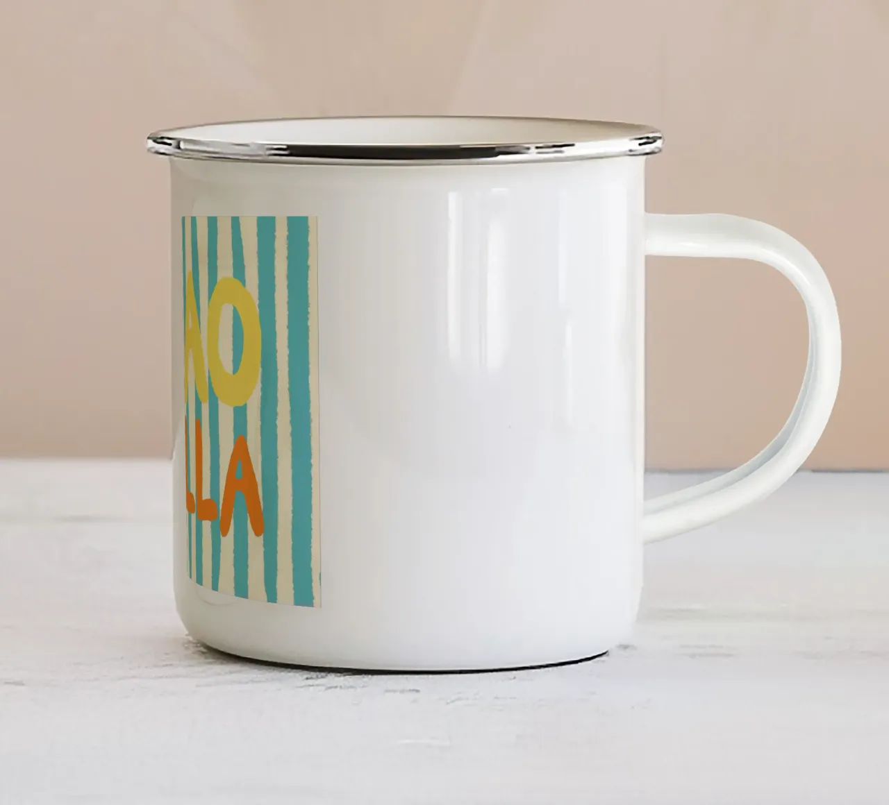 Ciao Bella Hellblau II enamel mug by Studio Dolci