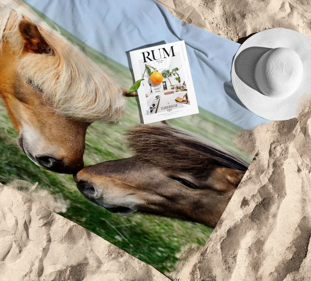 Amore per i cavalli in Islanda telo mare da fotokunst