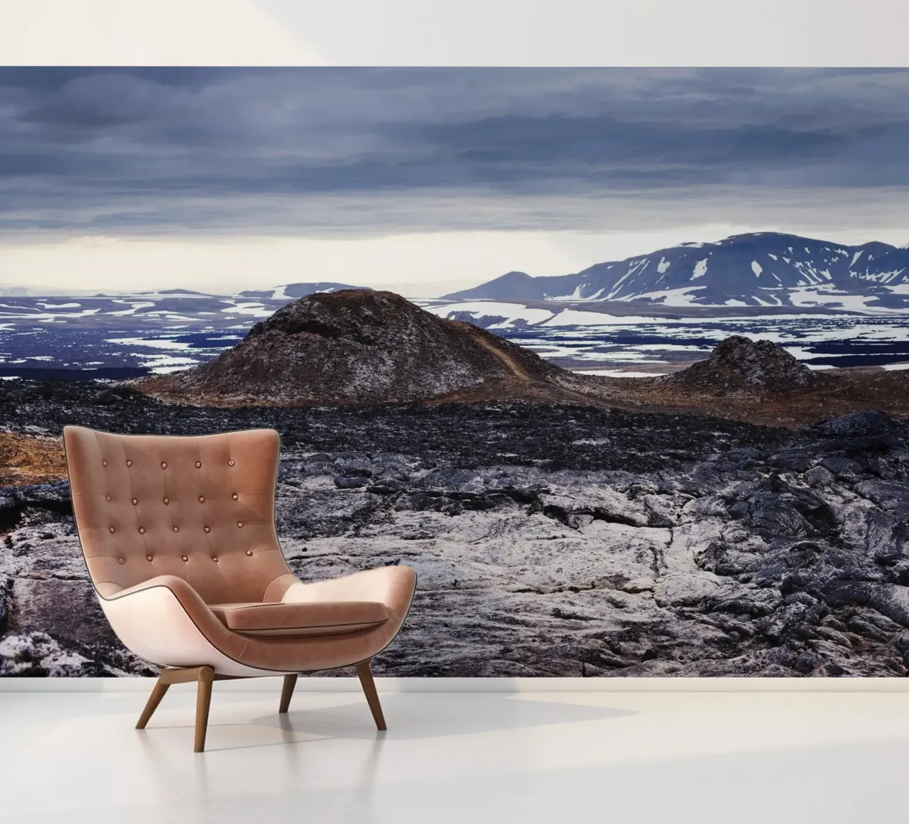 Vulkan in eiland fotobehang van fotokunst