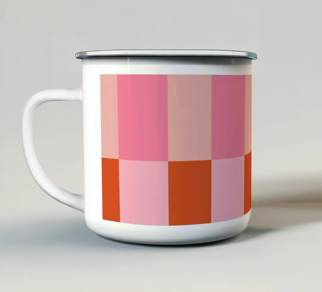 Strisce a blocchi spessi PINK RED ROSA BEIGE tazza in smalto da Alisa Knöß