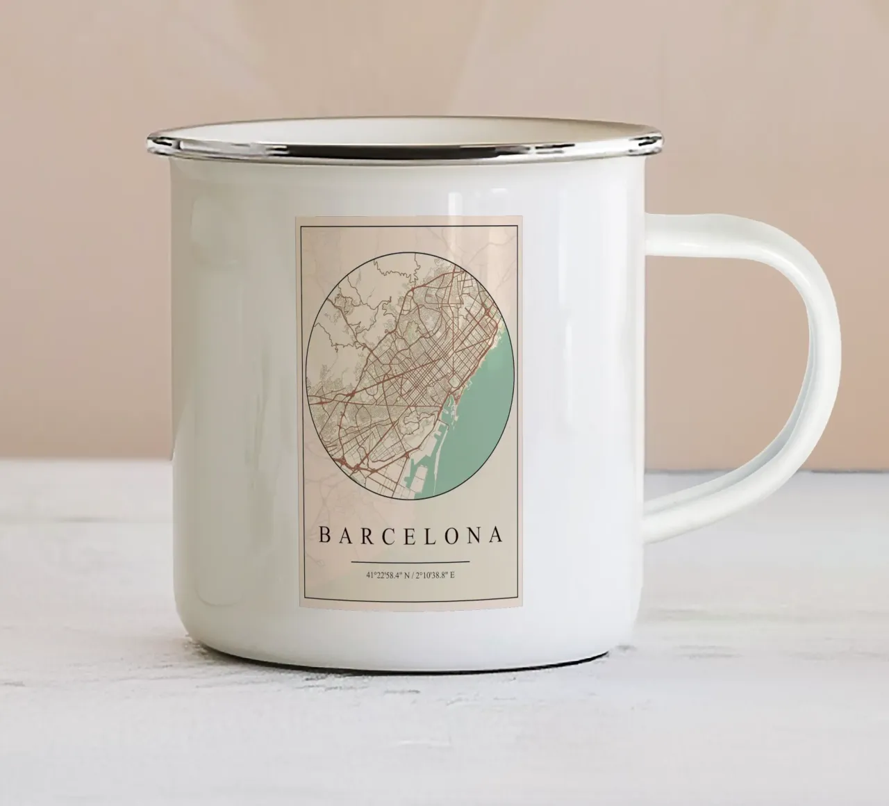 Barcellona tazza in smalto da mesa