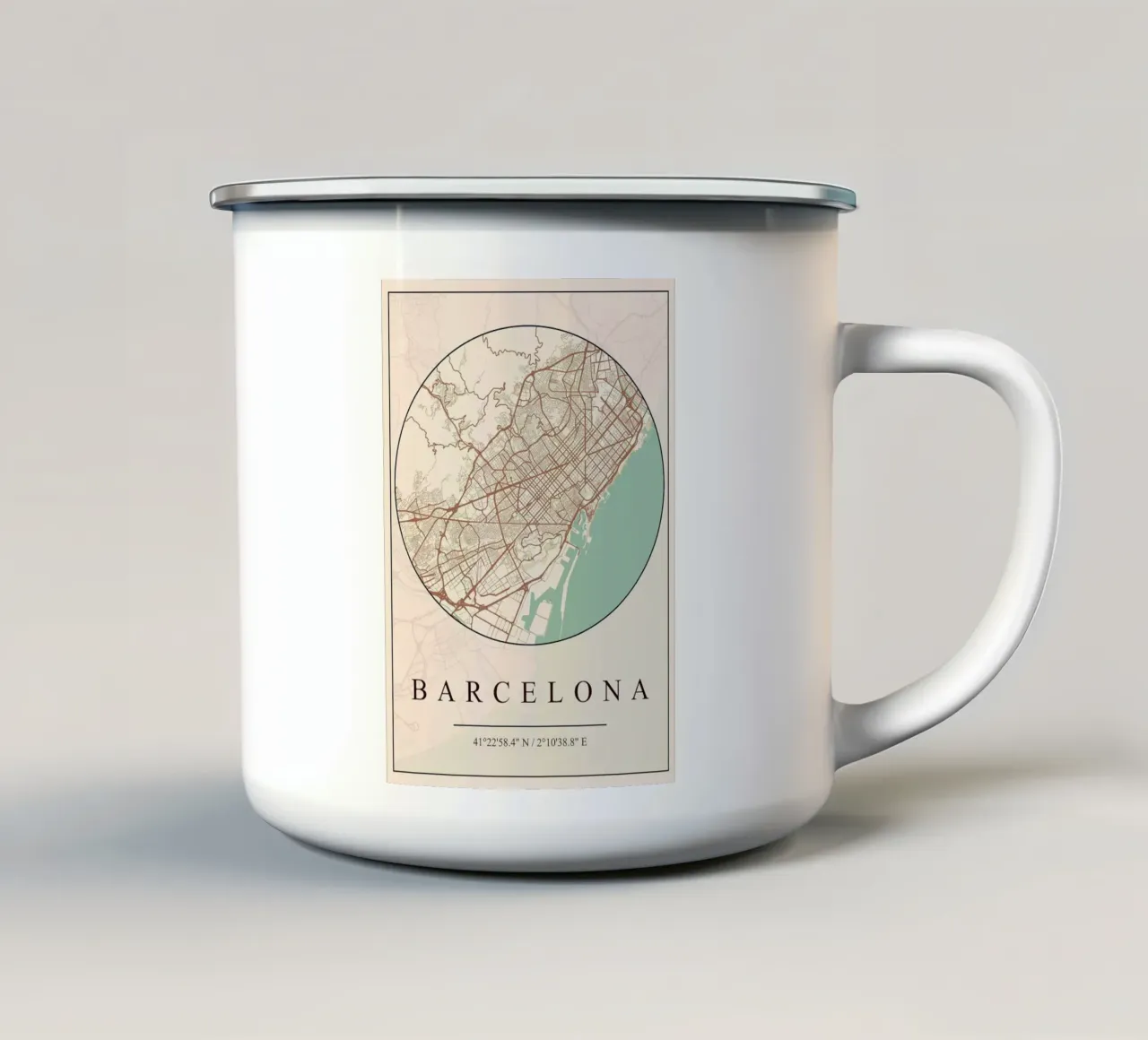 Barcellona tazza in smalto da mesa