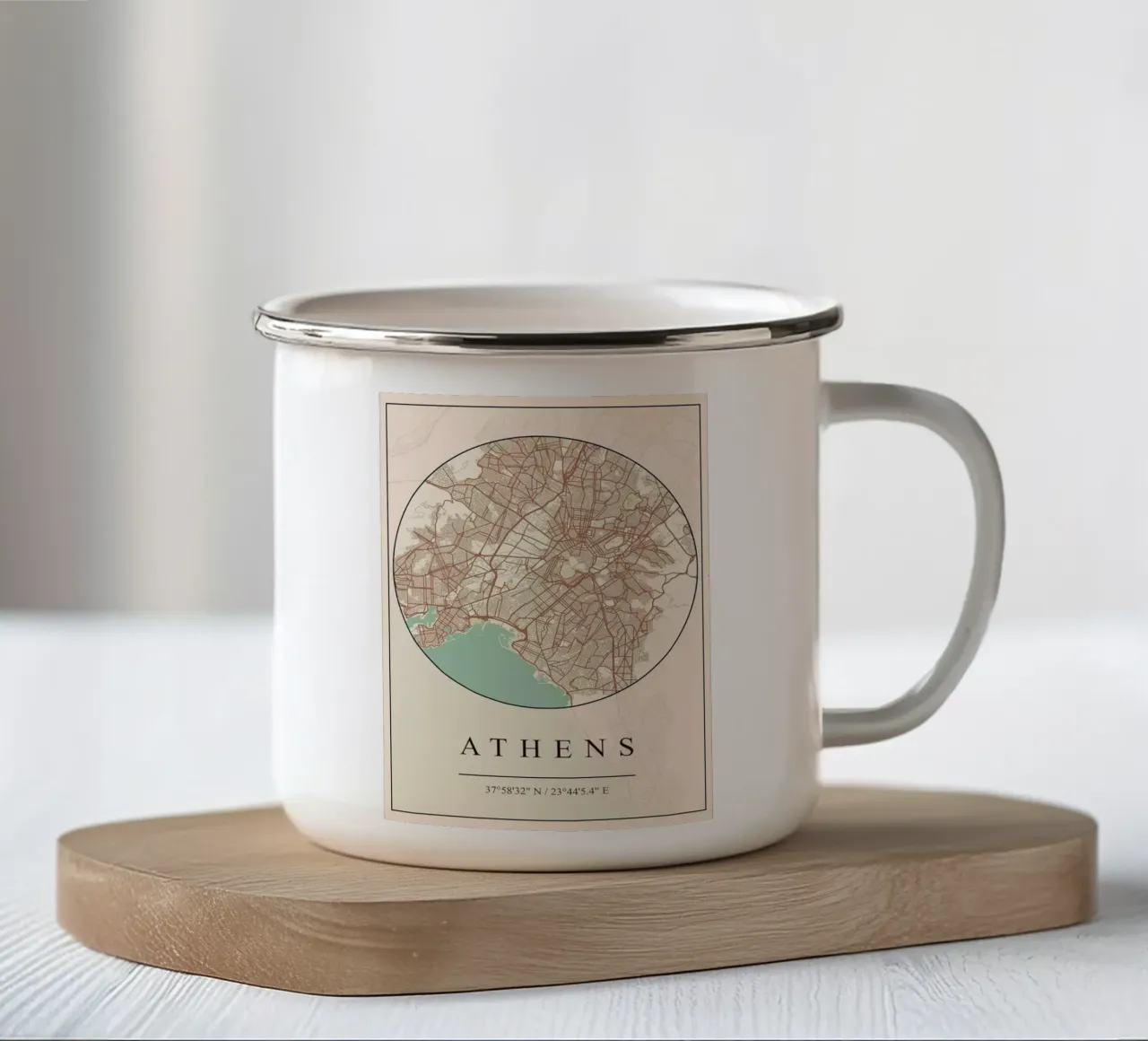 Atene tazza in smalto da mesa