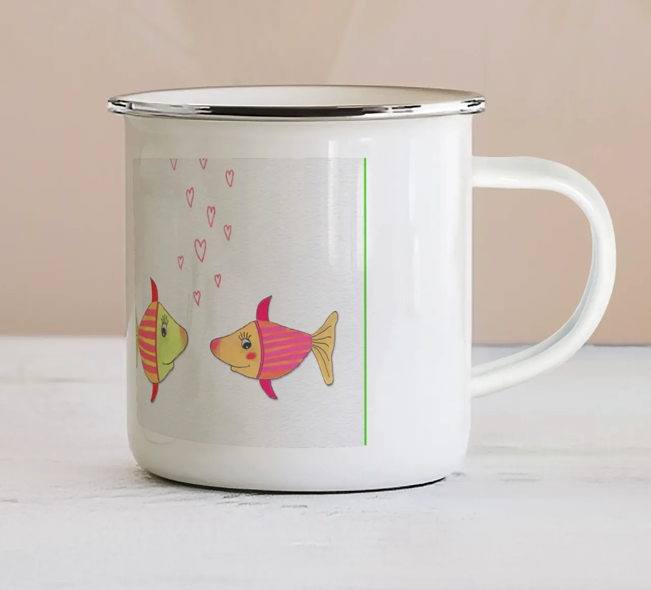 Pesci in amore tazza in smalto da Farbwelten