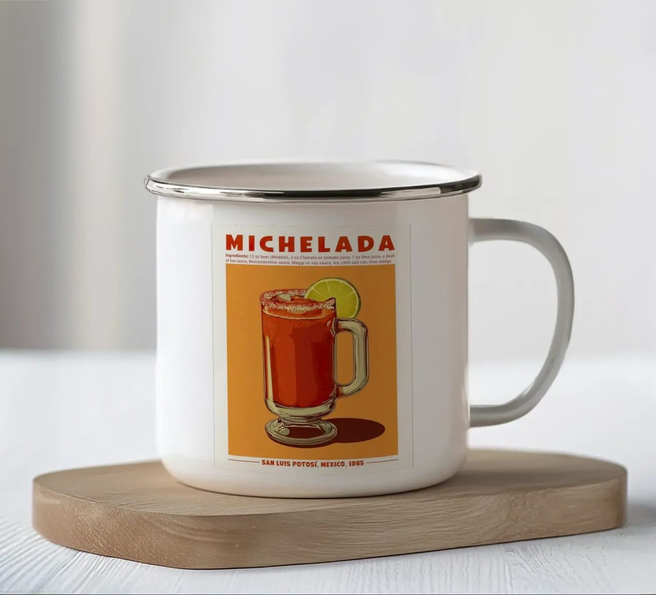 Michelada, San Luis Potosi, Messico, 1965 tazza in smalto da janetlynn