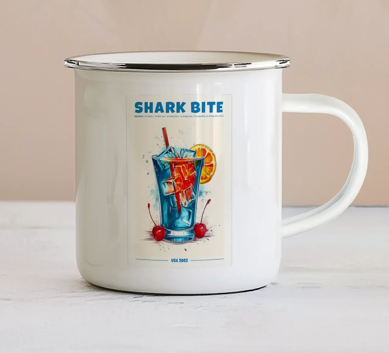 Shark Bite, USA 2003 tazza in smalto da janetlynn