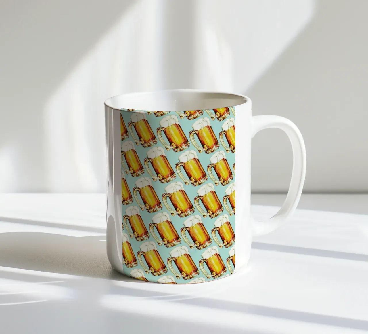 Beer Pattern ceramic mug by Kelly Gilleran