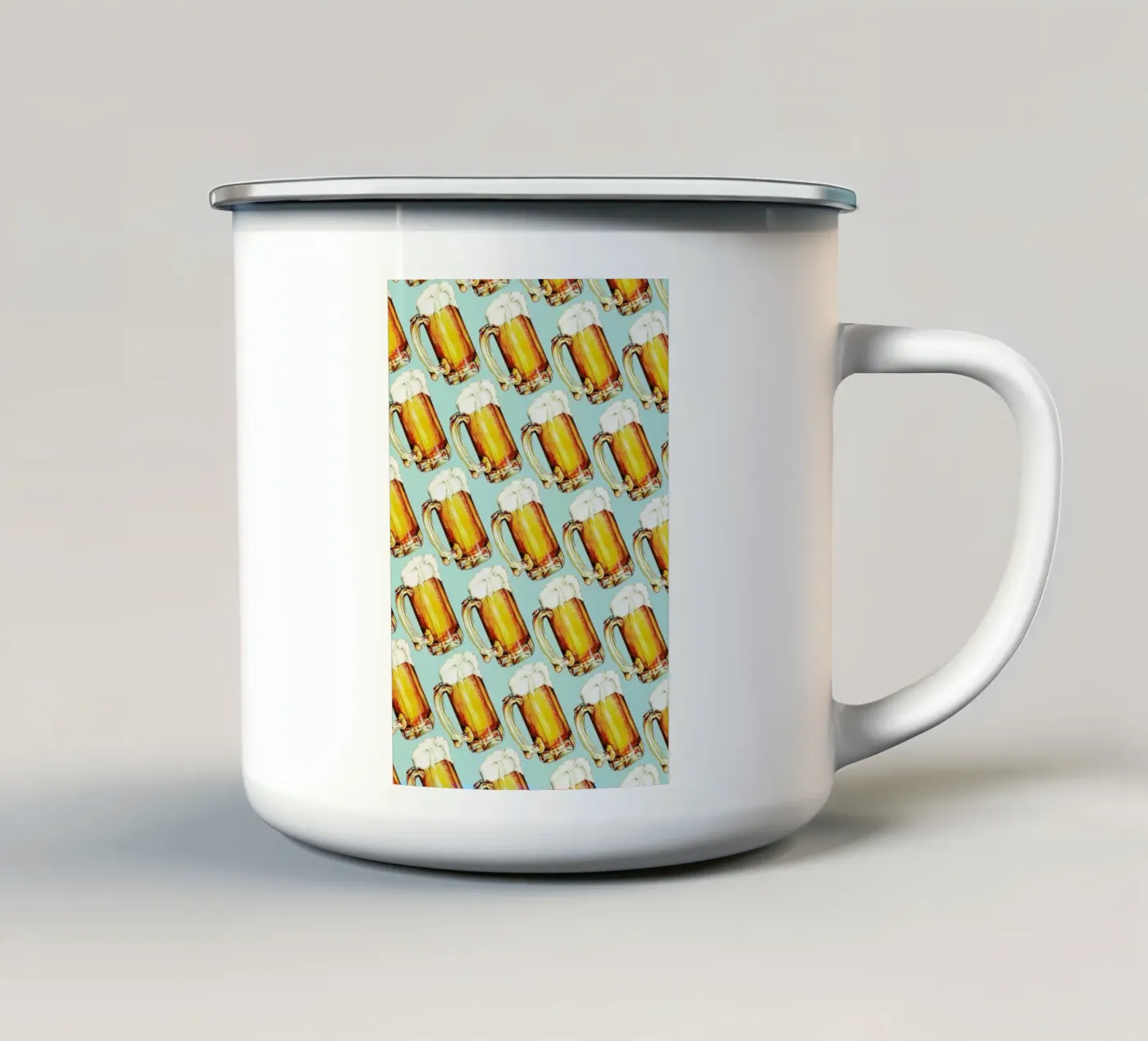 Beer Pattern enamel mug by Kelly Gilleran