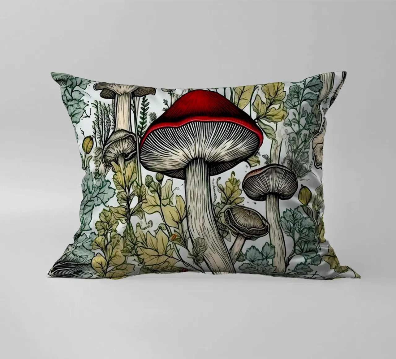 Funghi e vita forestale B cuscino da Justyna Jaszke JBJart