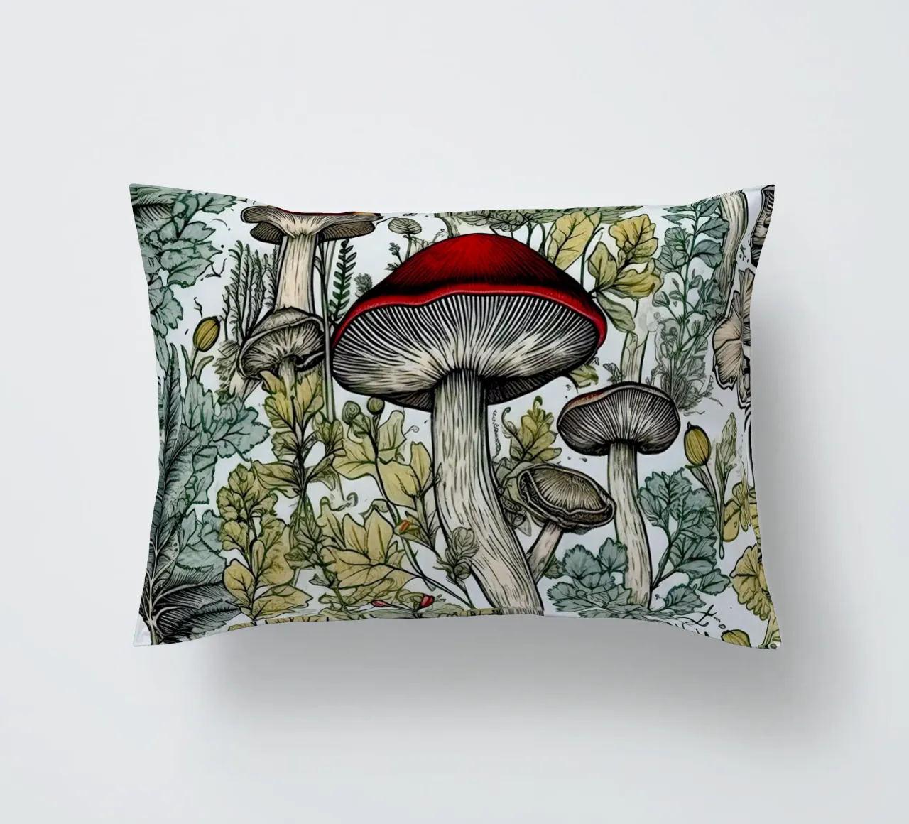 Funghi e vita forestale B cuscino da Justyna Jaszke JBJart