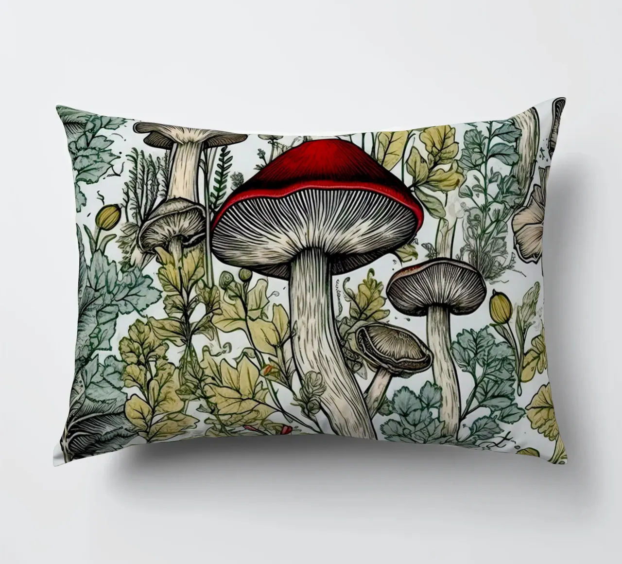 Funghi e vita forestale B cuscino da Justyna Jaszke JBJart