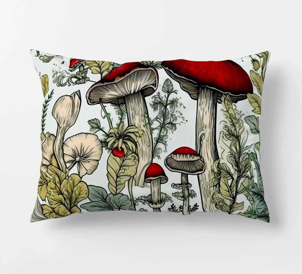 Funghi e vita forestale B cuscino da Justyna Jaszke JBJart