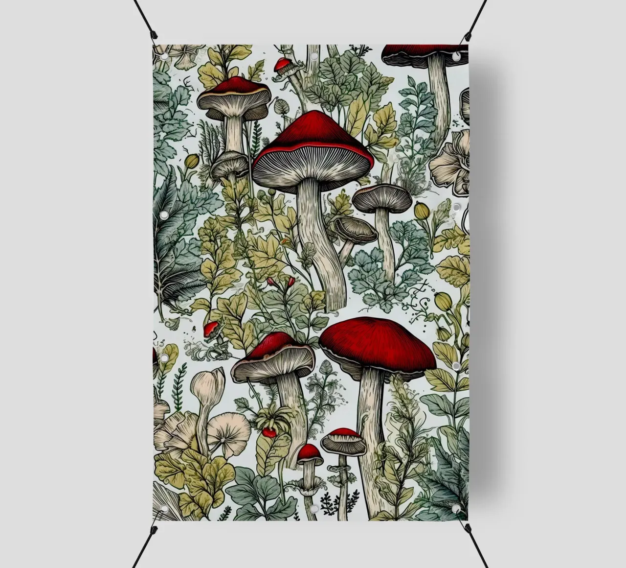 Funghi e vita forestale B telo in pvc da Justyna Jaszke JBJart