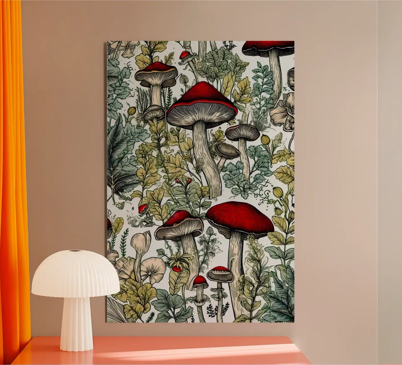 Funghi e vita forestale B pannello forex da Justyna Jaszke JBJart
