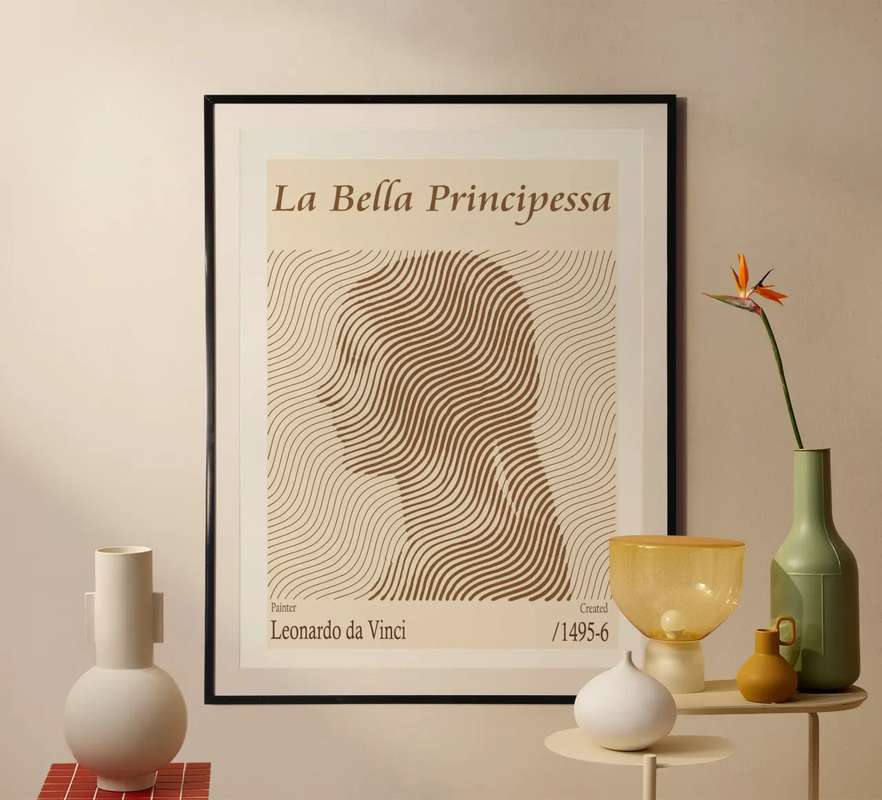 La belle princesse - Léonard de Vinci poster avec cadre en bois de Doa Project
