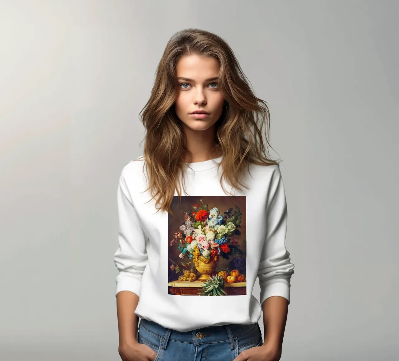 Bodegón con jarrón de alabastro lleno de flores sudadera de Venus Art