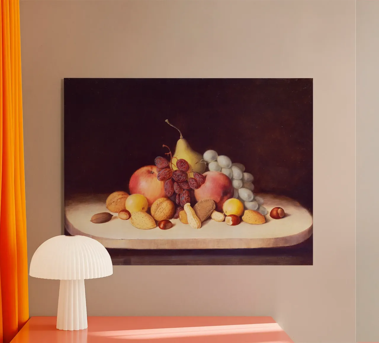 Natura morta con frutta e noci di Robert Seldon Duncanson plexiglass da Venus Art