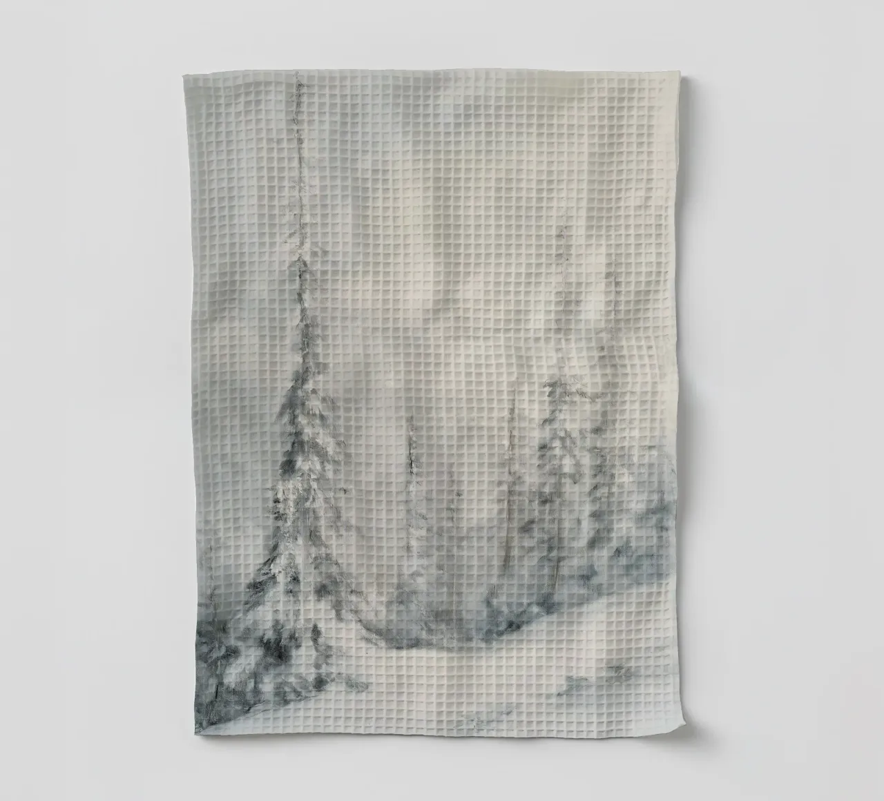 Silence de la forêt d'hiver - Snowy Forest Art Print torchon de Cozy Vibes