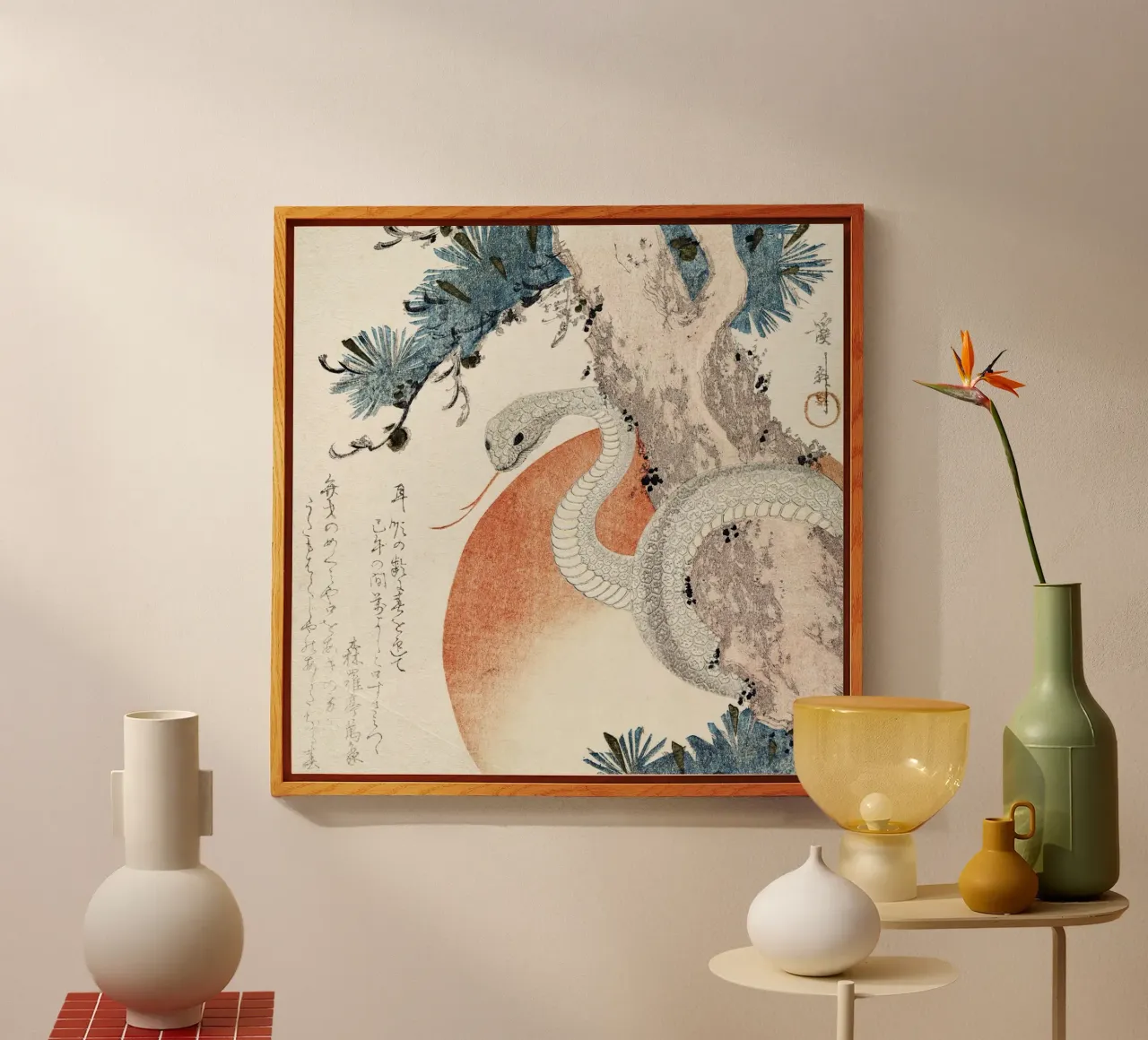 Snake coiled around a pine tree plexiglass da vintageshop