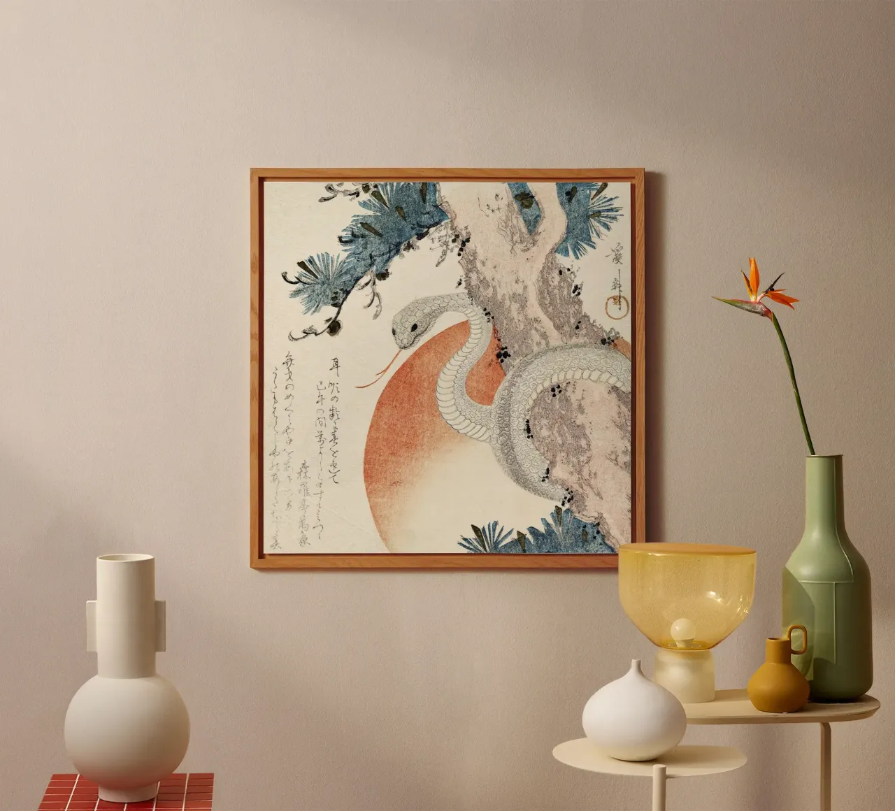 Snake coiled around a pine tree alluminio dibond da vintageshop