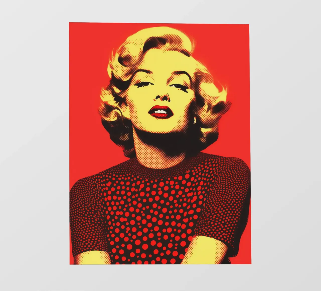 Marilyn Monroe in rosso e giallo | Stampa nostalgica a mezzatinta pellicola backlit da Autofocus