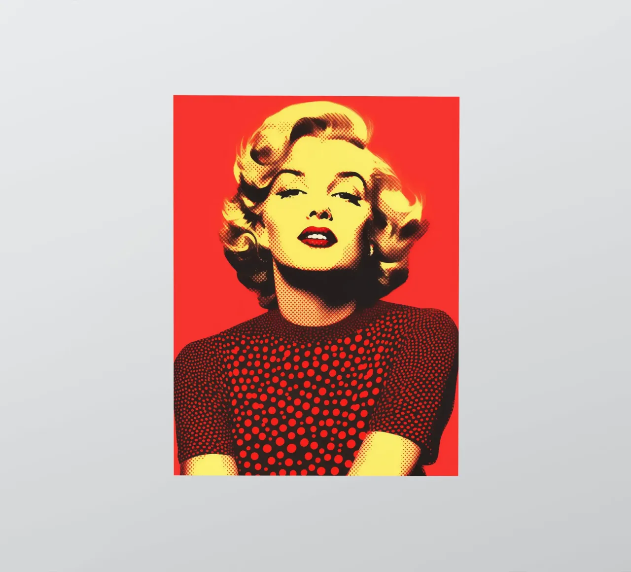 Marilyn Monroe in red and yellow | Nostalgic halftone print sticker by Autofocus