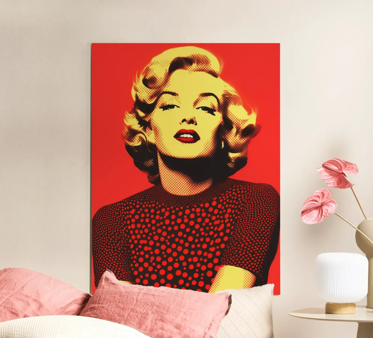 Marilyn Monroe en rojo y amarillo | Nostalgic halftone print hahnemühle de Autofocus