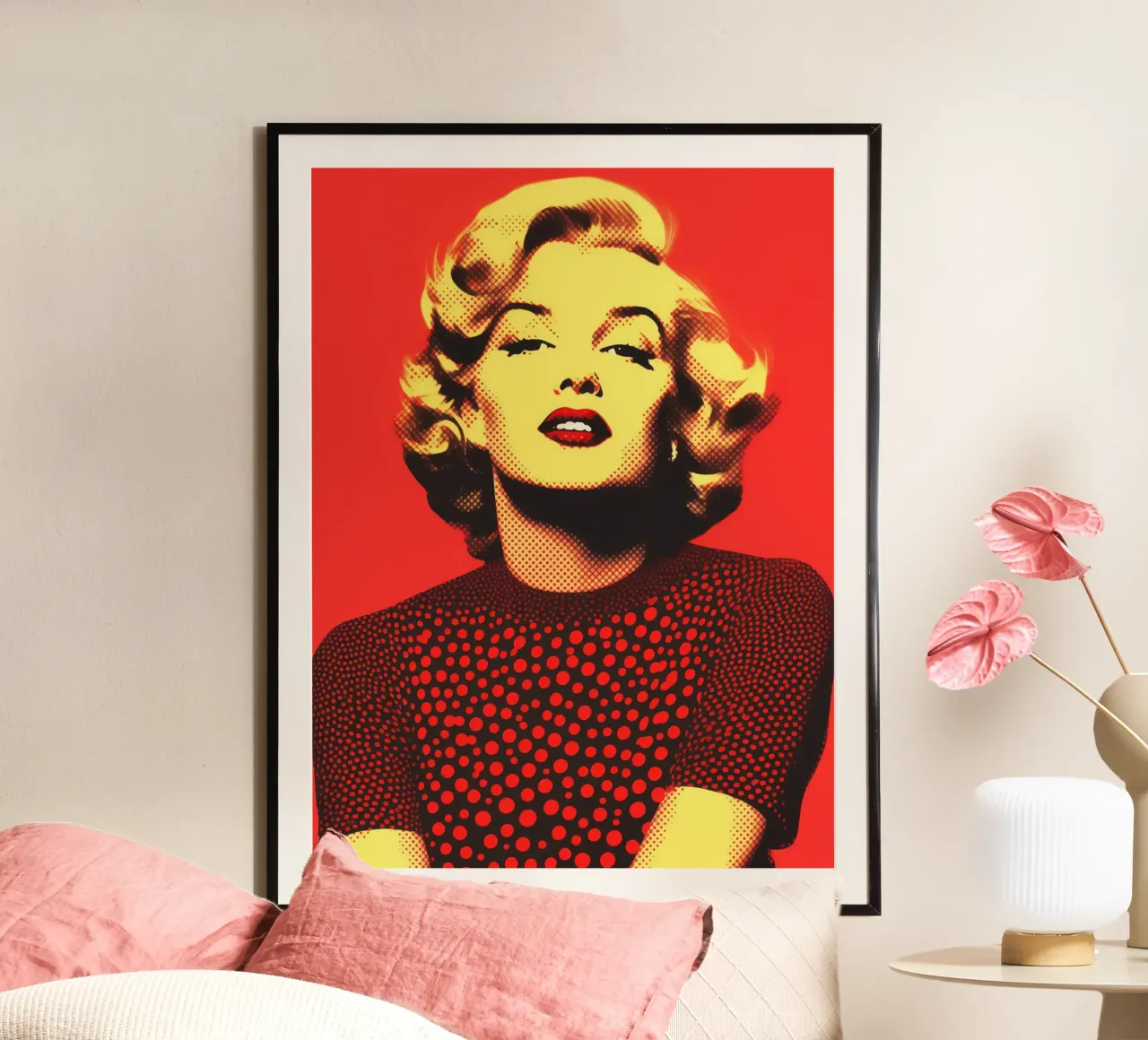 Marilyn Monroe en rojo y amarillo | Nostalgic halftone print hahnemühle de Autofocus