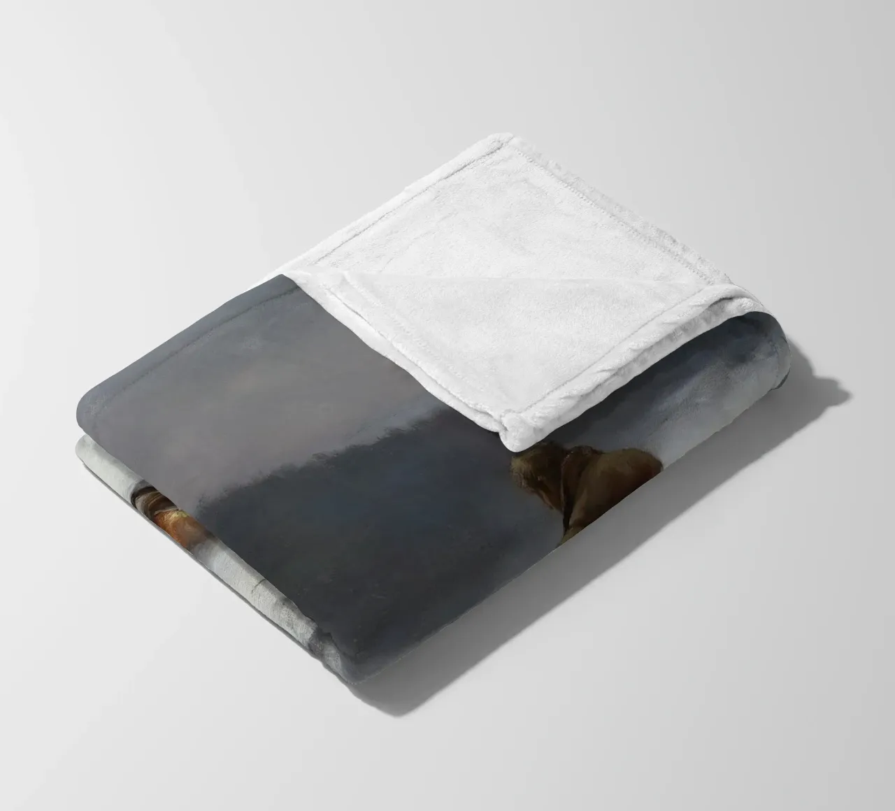 Cacciatore d'inverno al fuoco - Cacciatore con cani Stampa d'arte coperta in pile da Cozy Vibes