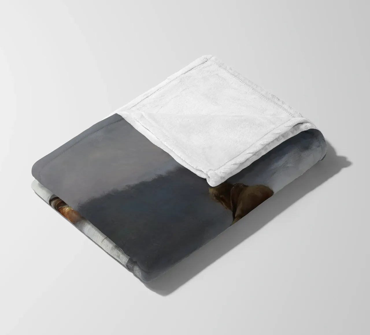 Cacciatore d'inverno al fuoco - Cacciatore con cani Stampa d'arte coperta in pile da Cozy Vibes