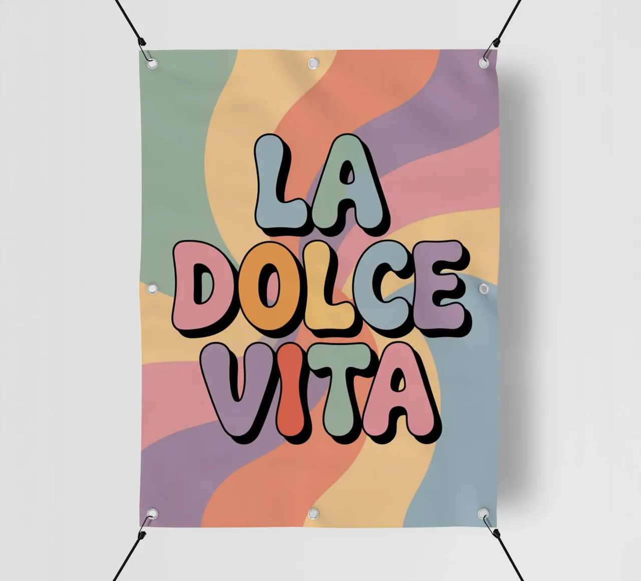 La Dolce Vita | Psychedelic Retro Wall Art telo in pvc da logic