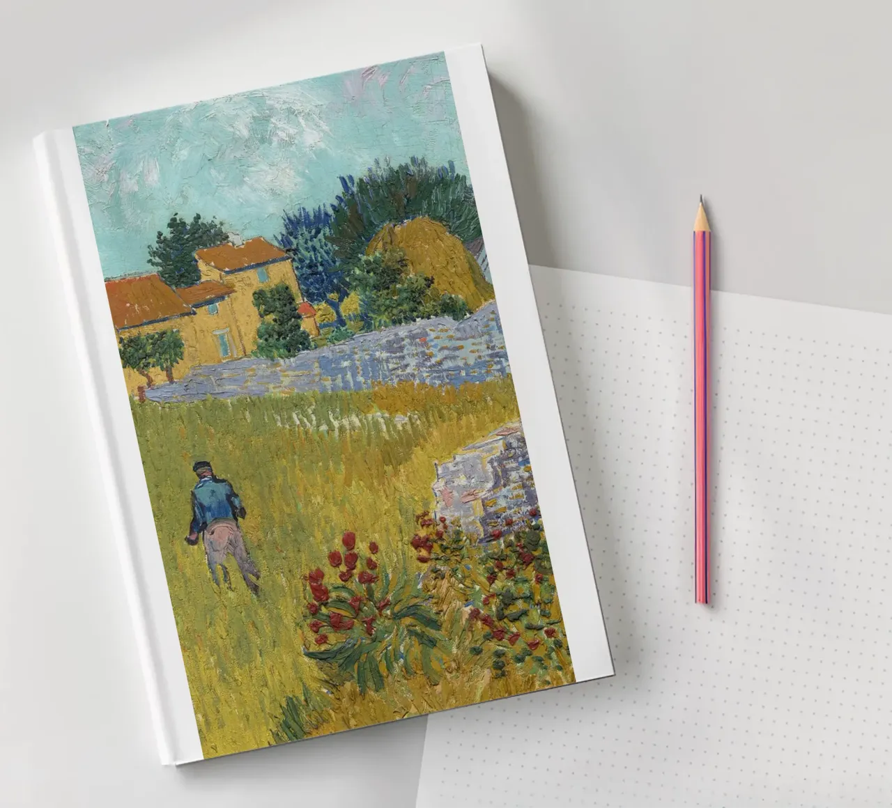 scène rurale avec une ferme jaune carnet de notes de Piper Shop Oke