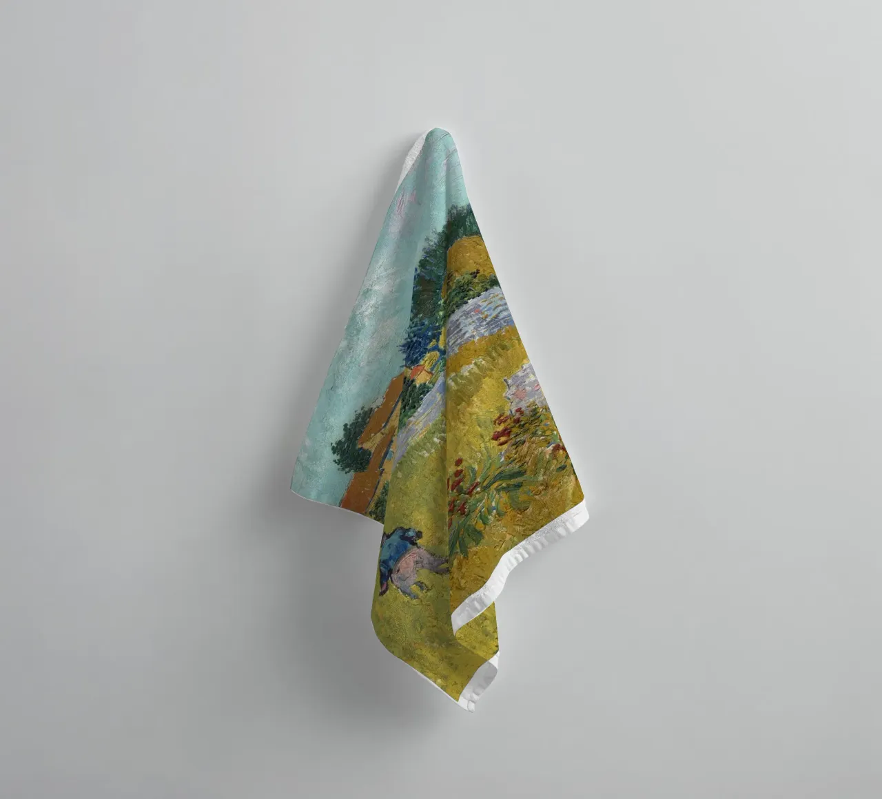 scène rurale avec une ferme jaune serviette de bain de Piper Shop Oke