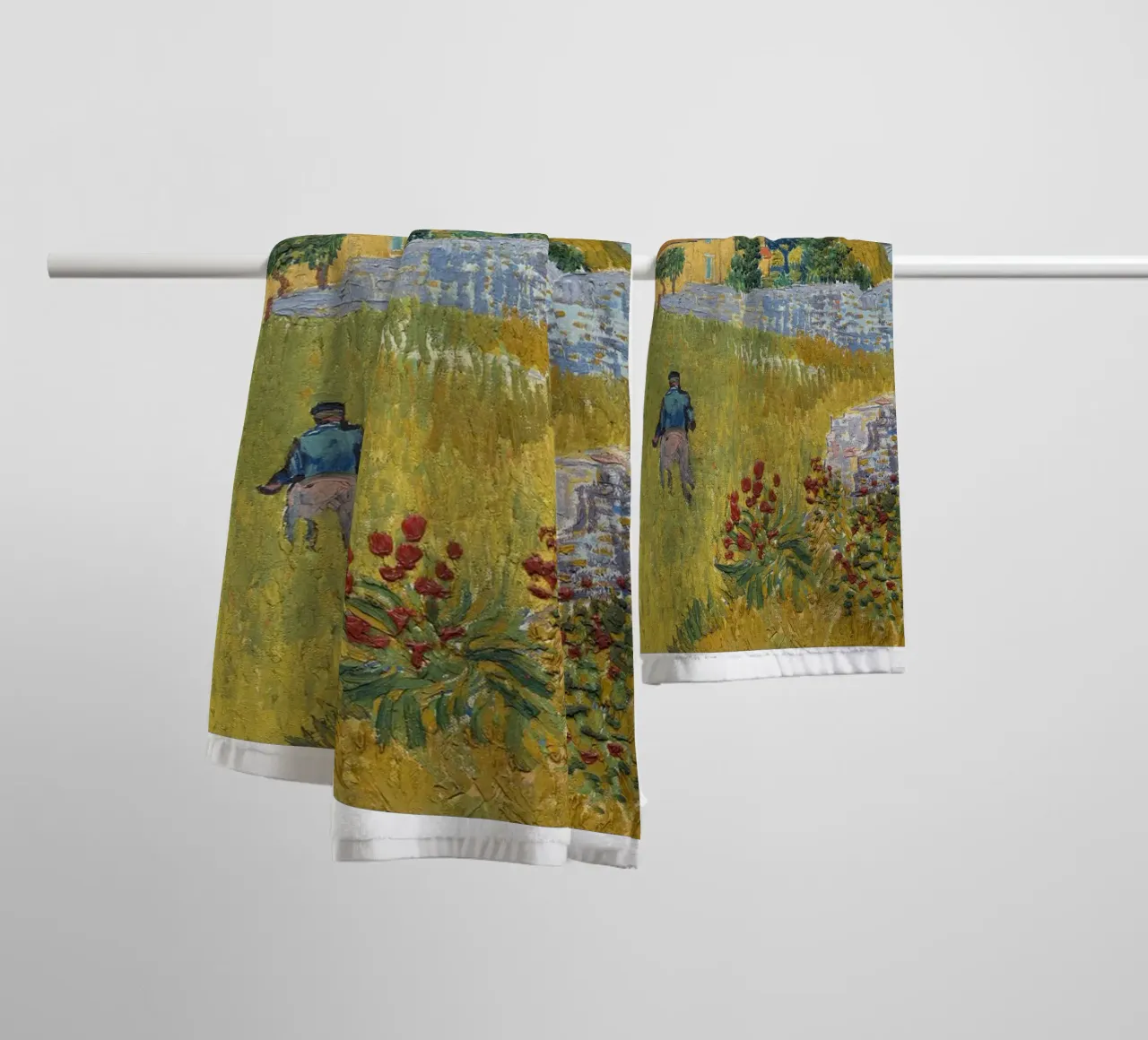 scène rurale avec une ferme jaune serviette de bain de Piper Shop Oke