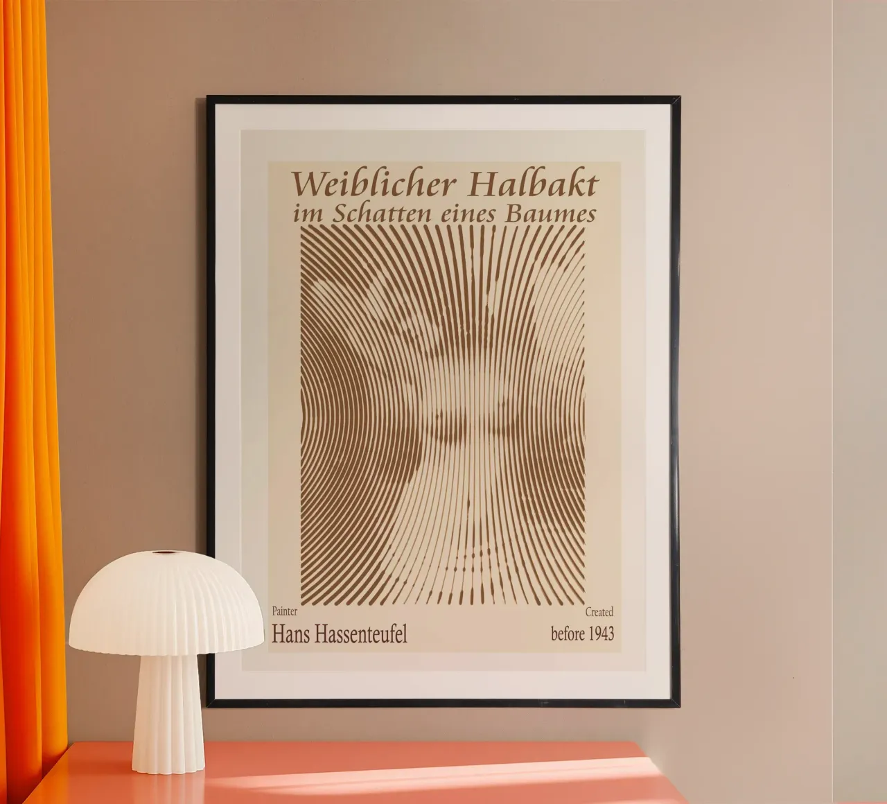 Donna seminuda all'ombra di un albero - Hans poster con telaio in alluminio da Doa Project