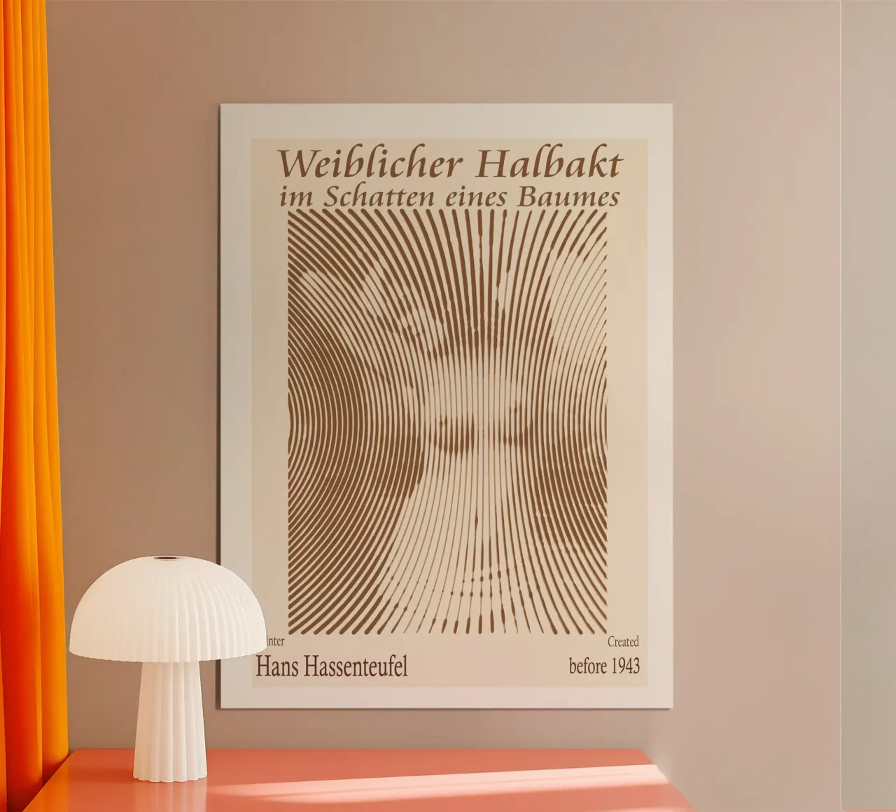 Donna seminuda all'ombra di un albero - Hans poster con telaio in alluminio da Doa Project