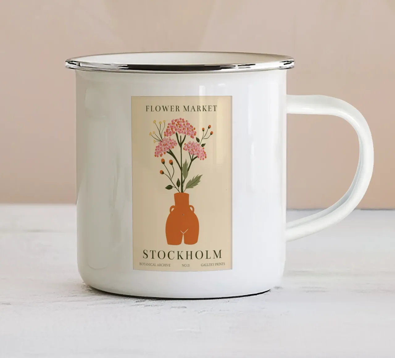 Stampa del mercato dei fiori di Stoccolma tazza in smalto da Mollyshop