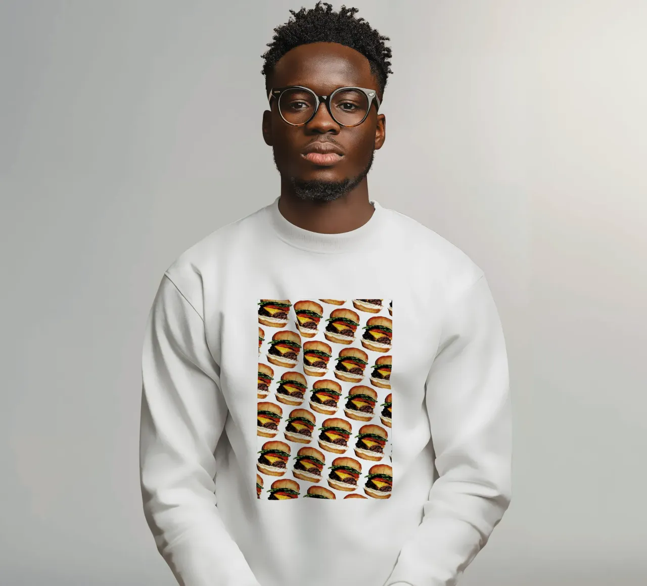 Cheeseburger Pattern sweatshirt by Kelly Gilleran