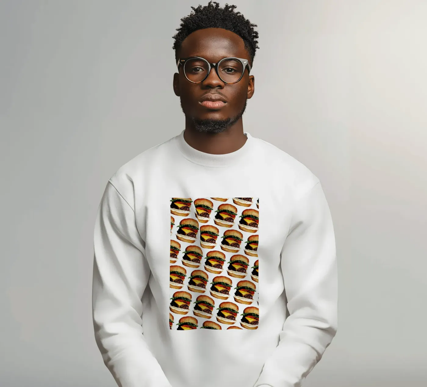 Cheeseburger Pattern sweatshirt by Kelly Gilleran