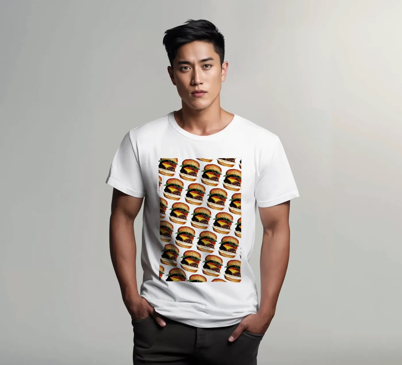 Cheeseburger Pattern t-shirt van Kelly Gilleran