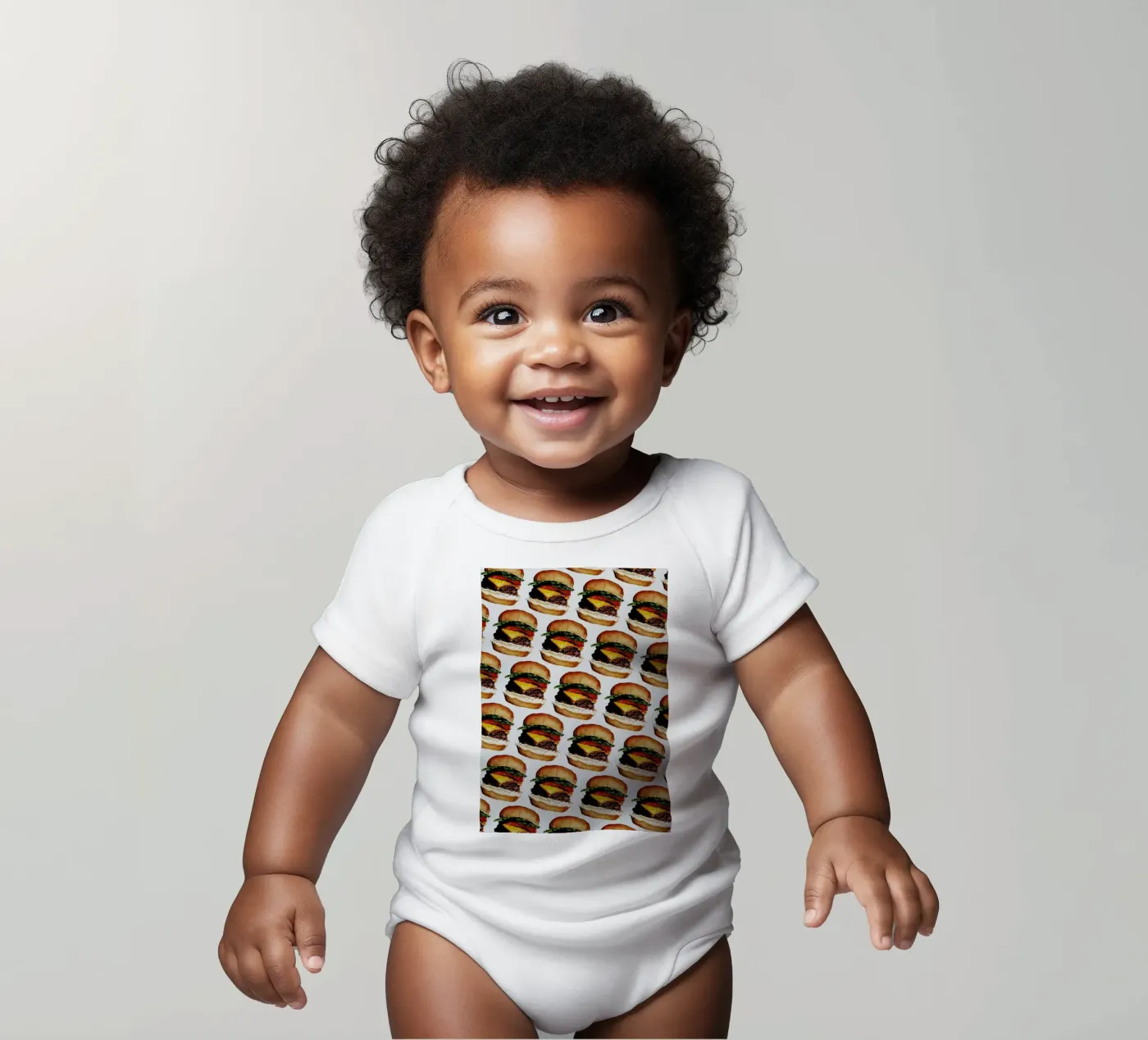 Cheeseburger Pattern Kurzarm Babybody von Kelly Gilleran