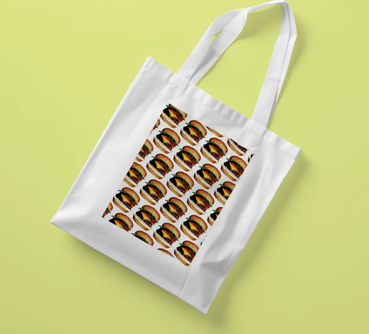 Cheeseburger Pattern borsa in juta da Kelly Gilleran