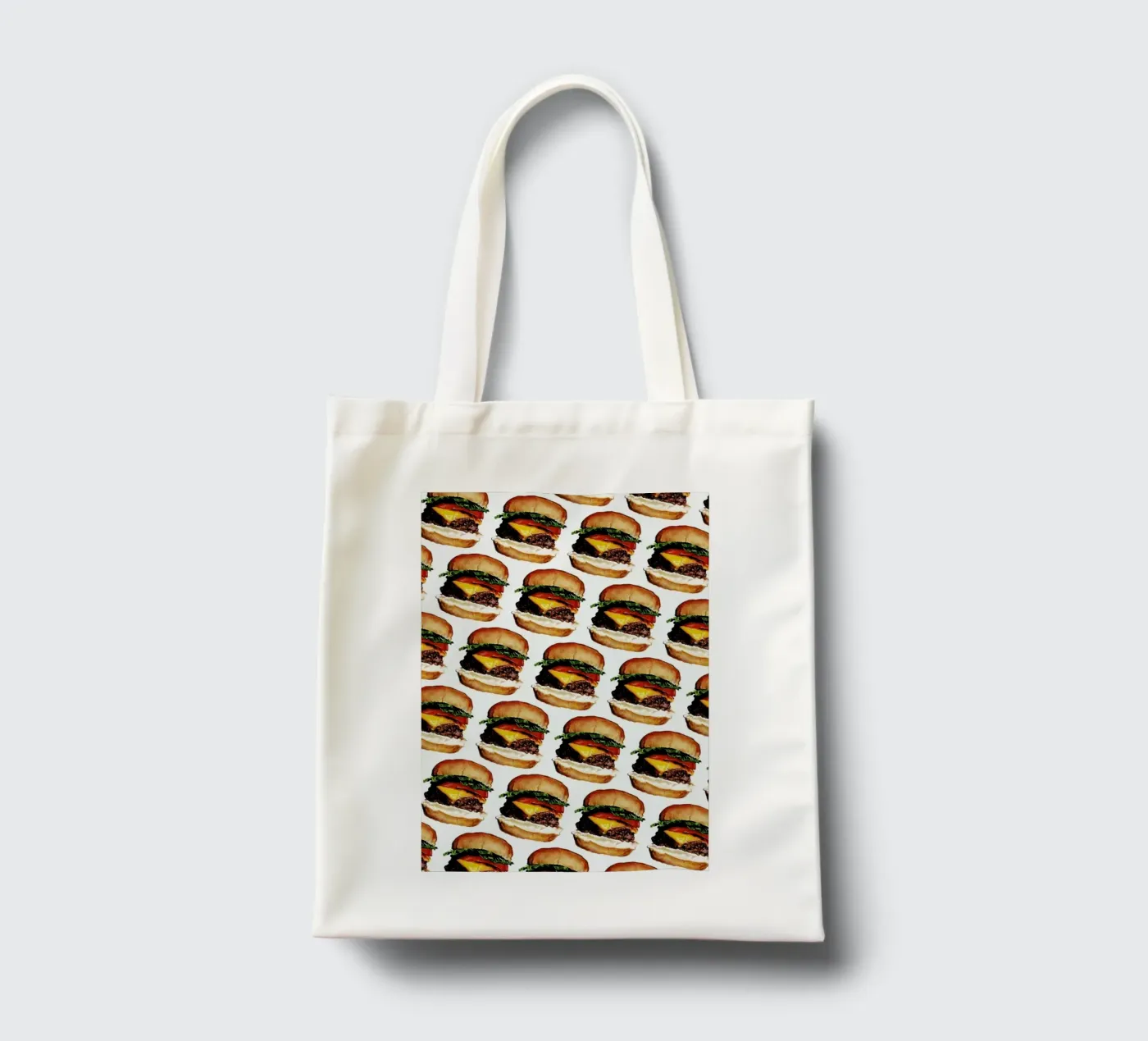 Cheeseburger Pattern borsa in juta da Kelly Gilleran