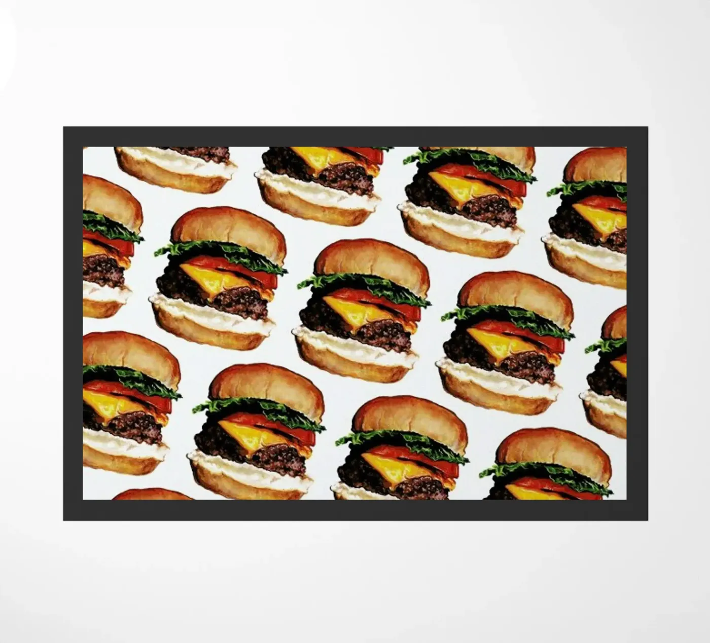 Cheeseburger Pattern doormat by Kelly Gilleran