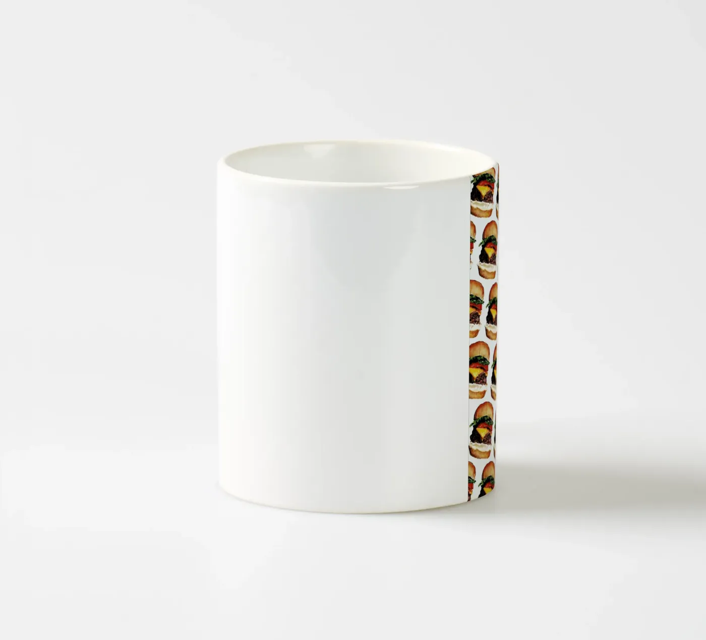 Cheeseburger Pattern ceramic mug by Kelly Gilleran